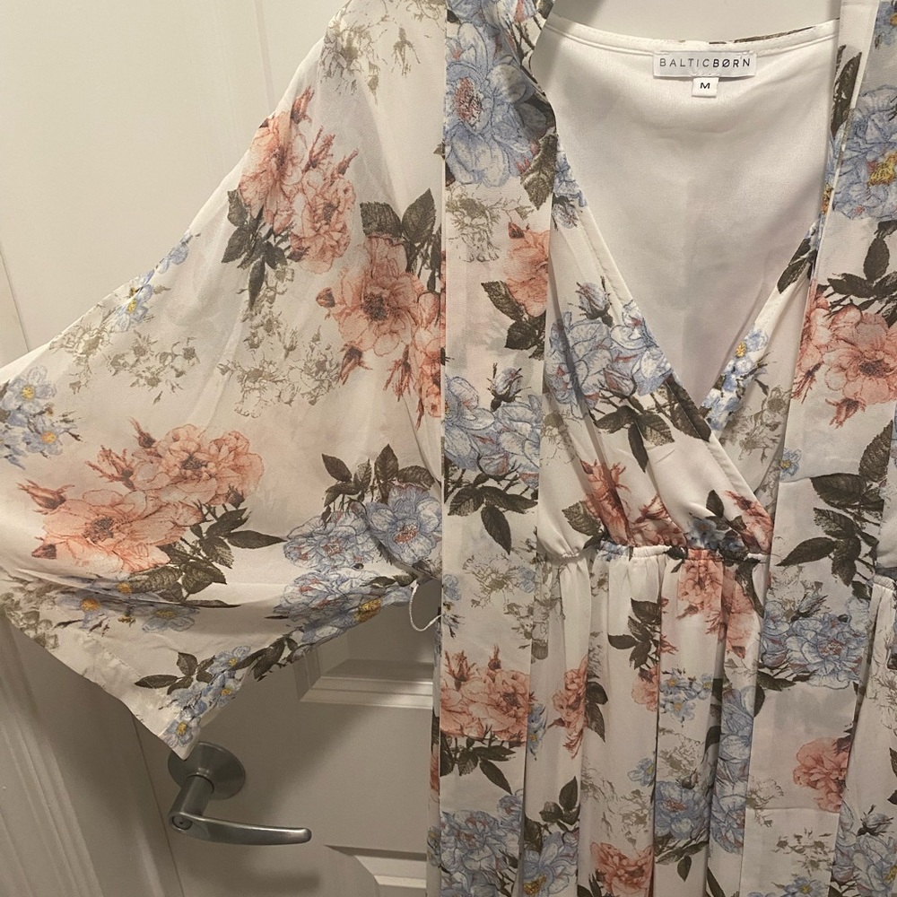 Baltic Born Floral Long Sleeve Maxi Dress - White, Pink, Blue - Picture 3 of 3